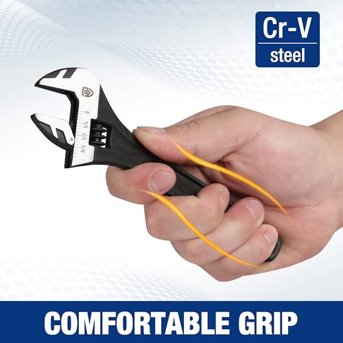WORKPRO 6" Adjustable Wrench, Black Oxide Finish, Cr-V Steel - color: Black, size: 6 inch