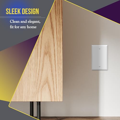 ENERLITES 5 Pack Mid-Size Blank Wall Plate Cover, No Device, 1-Gang, White - color: White, size: Mid-Size