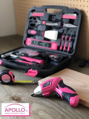 Apollo Tools 135 Piece Household Tool Set, Pink DT0773N1 - color: Pink, size: 135-Piece