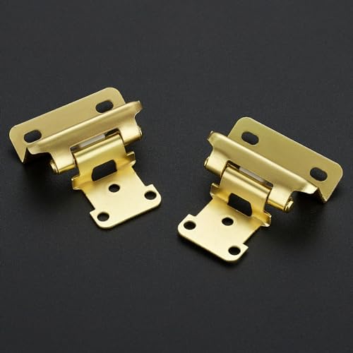 4 Pack 2 Pair Gold Cabinet Hinges, 1/2" Semi Wrap Kitchen Hinges - color: Gold, size: 1/2" Semi Wrap
