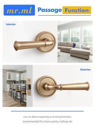 Door Handle Champagne Bronze Passage Door Door Lever, 1 Pack - color: Champagne Bronze