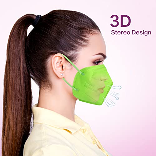 Miuphro KN95 Face Mask 25 Pack, 5-Layers Breathable KN95 Masks - color: Green