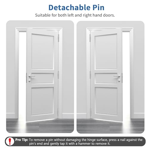 12 Pack Brushed Nickel Door Hinges 4 Inch, Exterior Door Hinges - color: Brushed Nickel, size: 4" 12 Pack