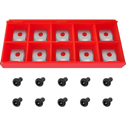 12 x 12 x 1.5mm Tungsten Carbide Inserts Set, 35 Degree Square Straight Carbide Inserts Lathe Tools for Spiral Helical Planer And Slab Flattening Router Bit,Supplied with 10 pcs Screws - size: 12MM