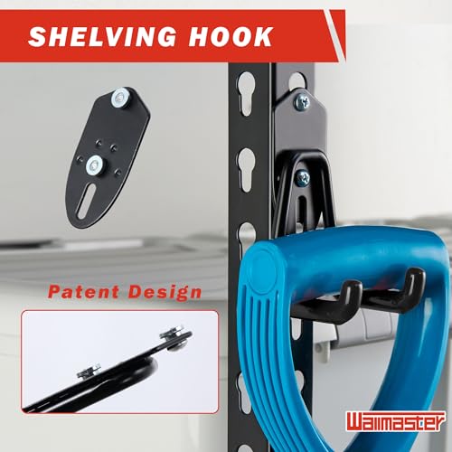 Wallmaster Garage Hooks Organizer Kit, 12 Pack Adjustable Shelving Hooks - size: 12 pcs-Black