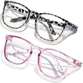 Safety Glasses Anti Fog Clear Blue Light Blocking Eye Protection Nurse Goggles for Women Men - color: A7 Leopard + Clear Purple