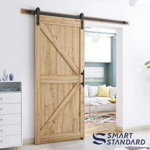 SMARTSTANDARD 6.8 FT Heavy Duty Sturdy Sliding Barn Door Hardware Kit,Black - size: 6.8 Feet