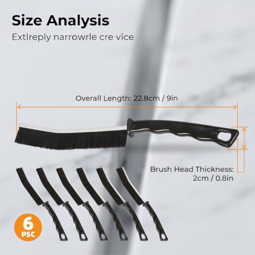 Crevice Cleaning Brush Set, 6 Pack Hard Bristle Detail Brushes for Tight Spaces, Bathroom Tile Grout, Sink, Car Vent - Versatile Gap Cleaning Tool