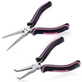 Mini Needle Nose Pliers Set - Small & Extra Long Nose Pliers for Jewelry Making, Wire Wrapping & Object Gripping with Soft Grip - style: Straight & Bent Needle Nose Plier
