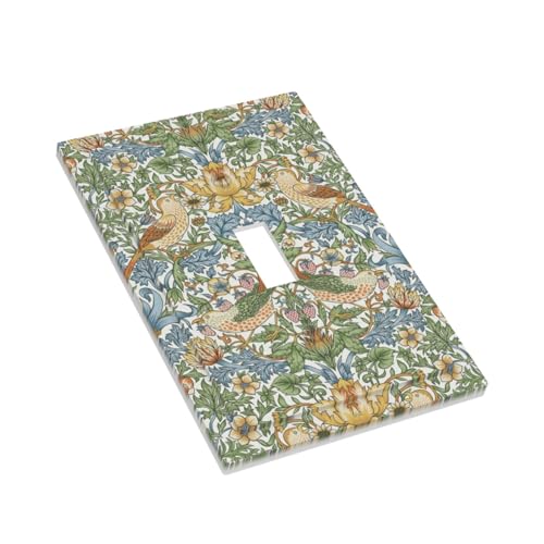 William Morris Strawberry Thief Single Toggle Light Switch Cover Plate - color: Strawberry Thrushes, size: 1-Gang Toggle