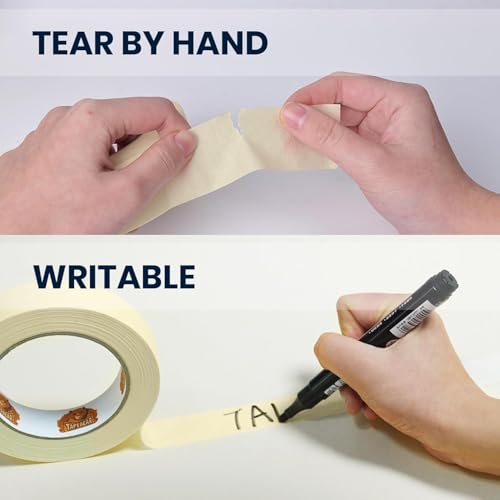 TAPEBEAR General Purpose Masking Tape Beige White 0.75" x 60Yards x 36Rolls - size: 0.75" x 60Yards x 36Rolls