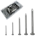 Picture Hanging Nails for Concrete Wall - 345 Pcs Masonry Nails Kit, 5 Sizes (3/4"-2"), Hardened Galvanized Steel for Brick & Drywall with Box - size: Kit-345 PCS