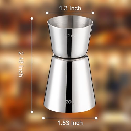 Briout 2Pcs Double Cocktail Jigger for Bartending, 1OZ & 1/2OZ, Flat Edge - color: Silver, size: Flat Edge-0.5oz/1oz-2PC