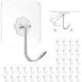 ZESLMG Adhesive Wall Hooks No Damage for Hanging, 36 Pack Large Self Sticky Hooks Heavy Duty 44lb Removable, Clear Hook for Shower Towel Coat Key Picture Wreath Outdoor Bathroom Kitchen, Waterproof - size: 36 Upgraded Large Hook