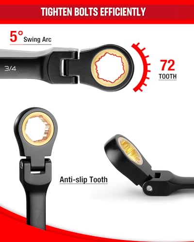 WORKPRO 8-piece Ratcheting Combination Wrench Set, SAE & Anti-Slip Tooth - size: SAE, style: Anti-Slip Tooth