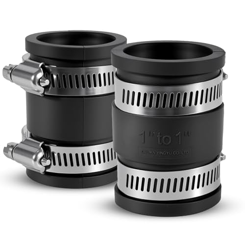2 Pcs 1 IN Flexible PVC Pipe Coupling with Stainless Steel Clamps Fit 1 IN Nominal Pipes, Couplers for Plastic and Copper Pipe Plumbing Connections, Drain Repair, Dust Hose - size: 1 in