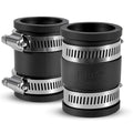 2 Pcs 1 IN Flexible PVC Pipe Coupling with Stainless Steel Clamps Fit 1 IN Nominal Pipes, Couplers for Plastic and Copper Pipe Plumbing Connections, Drain Repair, Dust Hose - size: 1 in
