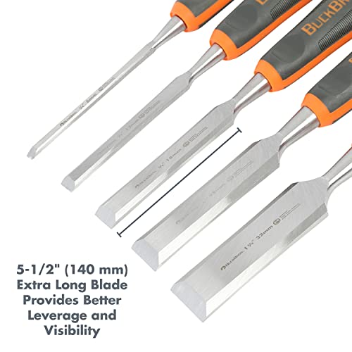 Buck Knives 1/4, 1/2, 3/4, 1, 1-1/4 COMFORT GRIP CHISEL SET - style: 5 Piece