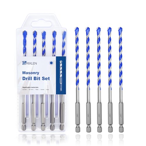 5 Pack 1/4" Masonry Drill Bit Set for Concrete,Hex Shank,4" Length - size: 1/4 inch（ 5 Pack ）, style: Hex Shank