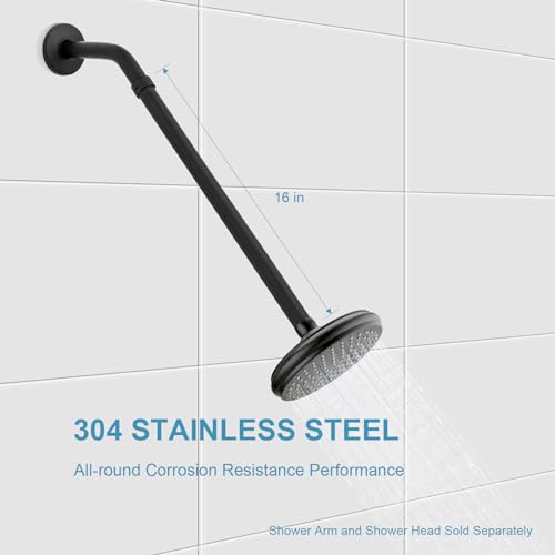 OFFO Shower Head Extension Arm, 16 in Shower Arm Extension Shower Head Extender Made of 305 Stainless Steel Shower Pipe Extension, Matte Black - color: Matte Black, style: 16 in
