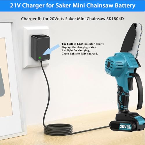 21V Battery Charger, fit for 20V 20 Volt Lithium Battery, Compatible with Electric Drill, Chainsaw, Angle Grinder, Impact Wrench, Reciprocating Saw, Leaf Blower, Car Washer Gun, with LED Indicator.