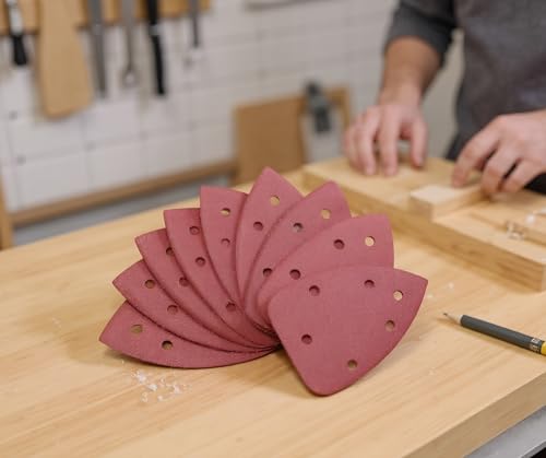 100 PCS Mouse Detail Sander Sandpaper 6 Holes, 60 Grit Hook and Loop Detail Sandpaper Aluminum 0xide Mouse Sanding Pads Triangular Sanding Sheets for Detail Mouse Sander - size: 6 Holes-60 Grit