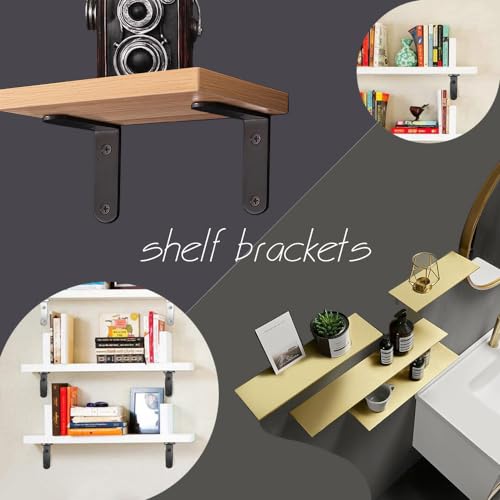 6 Pcs Black L Bracket Corner Braces Stainless Steel 65x65mm Heavy Duty Shelf Bracket for Wood, Shelves, 90 Degree Support Joint Right Angle Brackets - size: 6PCS-Black 65*65mm/ 2.5in