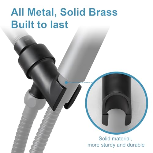 OFFO Shower Head Holder All Metal for Handheld Shower Head, Adjustable Shower Arm Mount with Solid Brass Pivot Ball, 1/2 in IPS Female Inlet and Male Outlet, Matte Black - color: Matte Black
