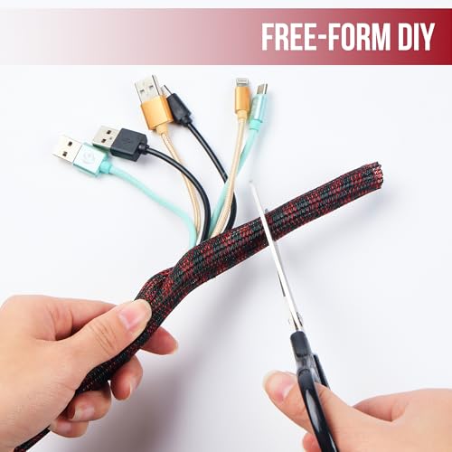 Cable Management Sleeve Split Braided Wire Loom 3/4 Inch-25FT