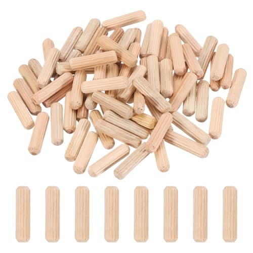 PATIKIL 95 Pcs Wood Dowel Pins 3/16" x 3/4" Fluted Wooden Dowels Hardwood Pegs for Woodworking Furniture DIY Crafts Projects Door Art - size: 3/16" x 3/4"
