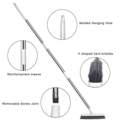 LandHope Grout Brush with Long Handle 50inches Grout Cleaner for Tile Floors Crevice Floor Scrub Brush 120° Rotatable Bathtub Clean Tool Grout Scrubber Indoor Kitchen Shower for Hard to Reach Areas