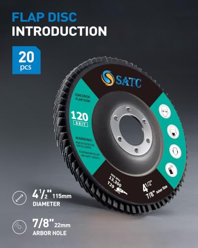 S SATC Flap Discs 120 Grit Grinding Wheel 4.5" x 7/8" Angle Grinder Sanding Disc Abrasive Grinding Disc Type 29（20 Pack） - style: 120 Grit