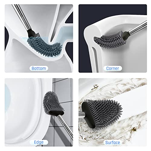 Sellemer Silicone Toilet Brush, Ventilation Slots Base Holder 1 Pack, Black - color: Black-1pcs