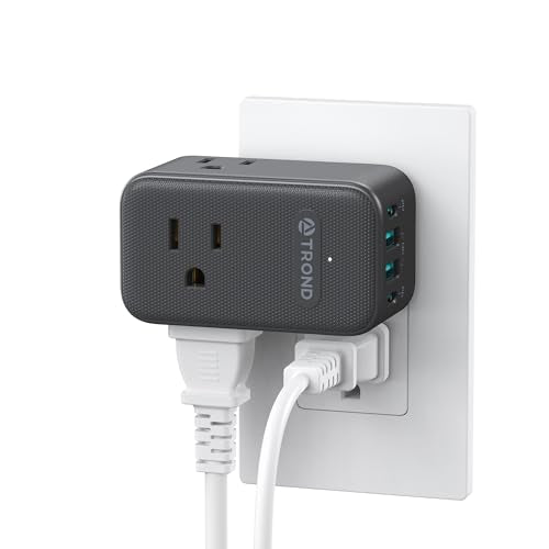 TROND Multi Plug Outlet Extender - 3 AC Outlet Adapter with Rotating Plug - color: Black, size: 3 Prong-1 Pack