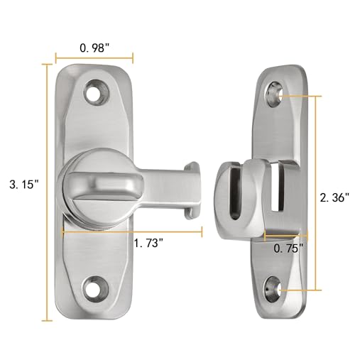 Silver Barn Door Latches,90/180 Degree Gate Lock_B - color: Silver