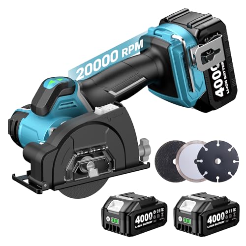 Seesii 21V Brushless 3" Cordless Cut-Off Tool with 2x 4.0Ah Batteries