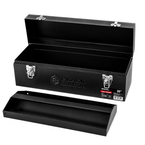 Black Canyon Tool Box,Portable & Padlockable, Sturdy & Durable toolbox, Ideal for Trailer, Mechanic, DIY-ers, Car, Workshops, Garages, Repair Shops (20 IN) - size: 20 IN/MTL
