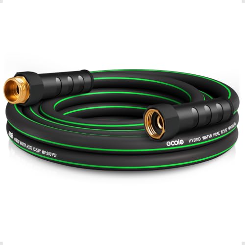 Heavy Duty Garden Hose 10ft, NON-EXPANDABLE Flexible Water Hose, Kink Resistant Lightweight Hybrid Hose, Leakproof Hose Male to Female Fittings - color: Black+Green, size: 10ft