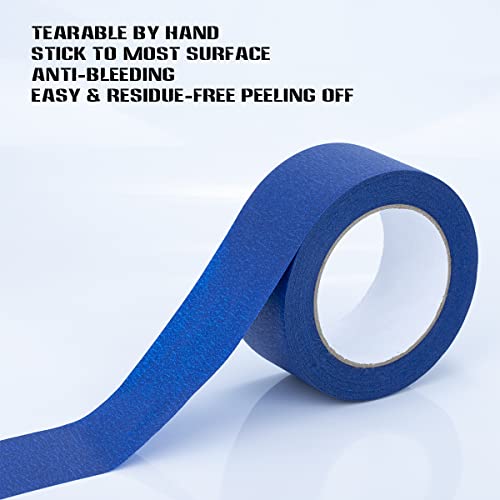 XUXU Blue Painters Tape 2 Inch Masking Tape 196 Yards Total Set of 4 Rolls
