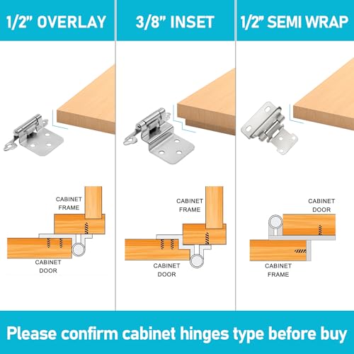 20 Pack (10 Pairs) 3/8 Inch Inset Satin Nickel Hinges Self Closing - color: Satin Nickel, size: 20 Pack (10 Pairs)
