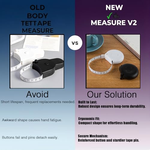 Tape Measure Body Measuring Tape 80inch/205cm Lock Pin Retract Tape Measure for Tailor Fitness Clothes Sewing Handcrafts Weight Loss Body Measurement - color: Black Black White 3 pack
