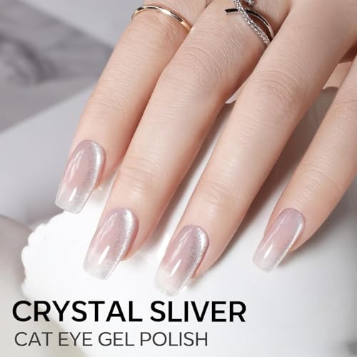 modelones Heart Cat Eye Gel Nail Polish, 2 PCS 15ML Pink Sliver - color: A3-classic cat eye