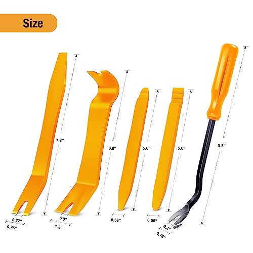 GOOACC 5 PCS Nylon Auto Trim Removal Tool Kit No-Scratch - color: Yellow, size: 5Pcs