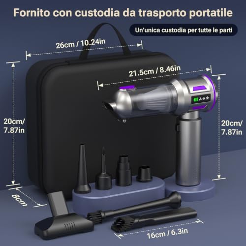 Yomile Mini Vacuum Cleaner, 2 in 1 27000PA Brushless Car Vacuum Air Duster 9000mAh Battery Air Blower Wireless Handheld Vacuum for Car,Office and Home - color: Dark Purple