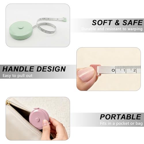 6 PCS Tape Measure Body Measuring Tape with Soft Ruler & Scissors for Sewing, Fabric, Cloth, Knitting, Tailor, DIY Home Craft, Mini Retractable Dual Scale 60 Inch