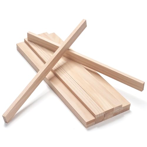 Wooden Dowels for Crafts, Wood Strips Wood Trim Slats for Wall 3/8" × 1" × 15", 15 PCS Square Dowel Rods Wooden Sticks for Crafts, Unfinished Hardwood Sticks Flat Lumber Boards for Woodworking - size: 3/8x1x15 in - 15PCS