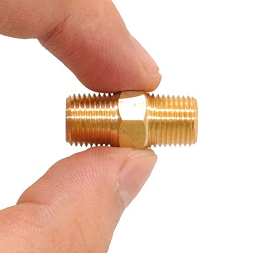 KOOTANS 1/8 NPT x 1/8 NPT Male Solid Brass Hex Nipples, 4PCS - size: 1/8 NPT x 1/8 NPT (O.D x O.D: 3/8'' x 3/8'')