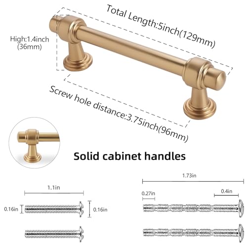 10 Pack 3-3/4 inch(96mm) Champagne Bronze Kitchen Cabinet Handles Cabinet Pulls Gold Drawer Pulls Kitchen Cabinet Hardware Handles Drawer Pulls Dresser Handles - color: Champagne Bronze, size: 3.75" Hole Center（96mm）