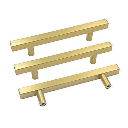 Goldenwarm 10 Pack 4-1/2 Inch Gold Cabinet Handles Brass Kitchen Pulls - color: Gold, size: 4-1/2 Inch Hole Center