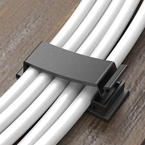 Cable Clips with Strong Self-Adhesive, XIAOXI Multipurpose Wire Clamps for Cable Management and Cable Runs, TV PC Wire Holder Sticky Tidy - (20pcs) - color: Black